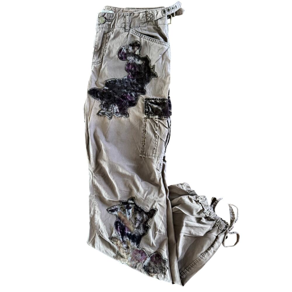 Express Size 4 Lavender Cargo Jogger Pants Velour Patches Y2K